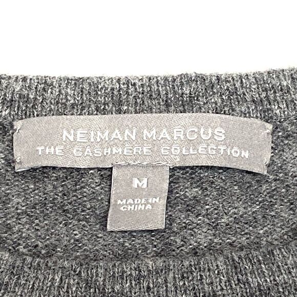 Neiman Marcus the cashmere collection gray with black lace trim sweater M - Picture 5 of 15